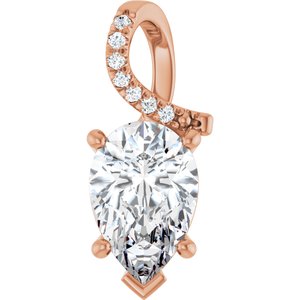 10K Rose Gold 12x8 mm Pear Pendant Mounting