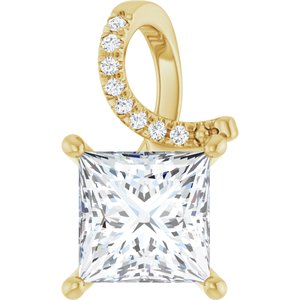 14K Yellow Gold 7.5x7.5 mm Square Pendant Mounting