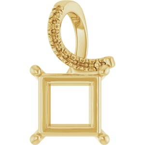 14K Yellow Gold 7.5x7.5 mm Square Pendant Mounting – image 2