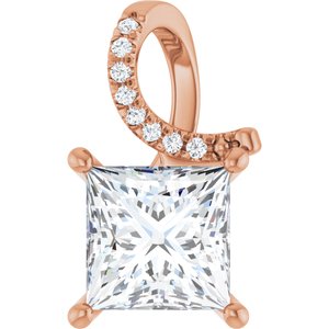 14K Rose Gold 7.5x7.5 mm Square Pendant Mounting