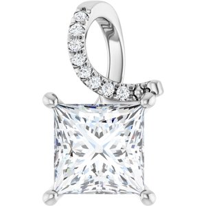 18K White Gold 7.5x7.5 mm Square Pendant Mounting