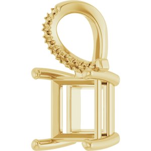 18K Yellow Gold 7.5x7.5 mm Square Pendant Mounting – image 4