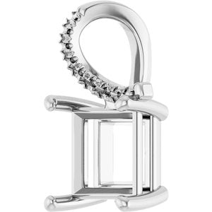 14K White Gold 7.5x7.5 mm Square Pendant Mounting – image 4