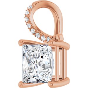 14K Rose Gold 7.5x7.5 mm Square Pendant Mounting – image 3