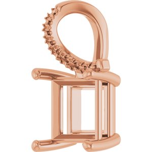 14K Rose Gold 7.5x7.5 mm Square Pendant Mounting – image 4