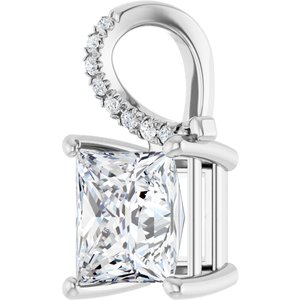 14K White Gold 7.5x7.5 mm Square Pendant Mounting – image 3