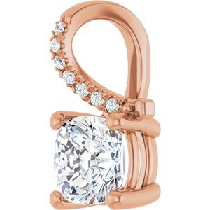 14K Rose Gold 6.5x6.5 mm Cushion Pendant Mounting – image 3