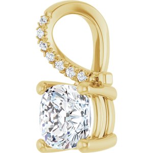 14K Yellow Gold 6.5x6.5 mm Cushion Pendant Mounting – image 3
