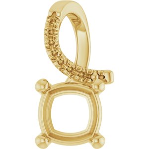 10K Yellow Gold 6.5x6.5 mm Cushion Pendant Mounting – image 2