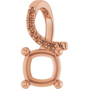 18K Rose Gold 6.5x6.5 mm Cushion Pendant Mounting – image 2
