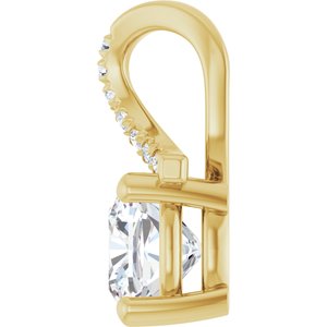 10K Yellow Gold 6.5x6.5 mm Cushion Pendant Mounting – image 5