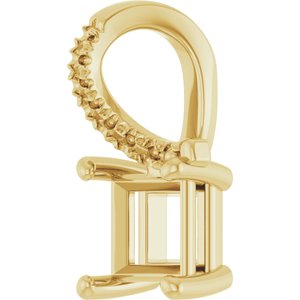 10K Yellow Gold 5x5 mm Square Pendant Mounting – image 4