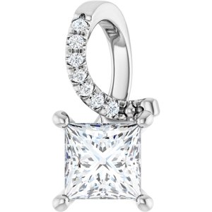 14K X1 White Gold 5x5 mm Square Pendant Mounting