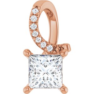 18K Rose Gold 5x5 mm Square Pendant Mounting