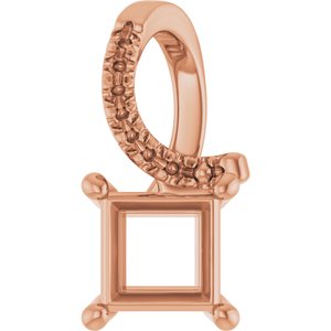 10K Rose Gold 5x5 mm Square Pendant Mounting – image 2