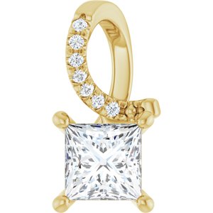 14K Yellow Gold 5x5 mm Square Pendant Mounting