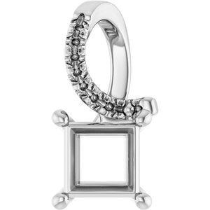 14K White Gold 5x5 mm Square Pendant Mounting – image 2