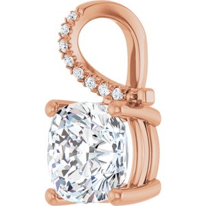 14K Rose Gold 9x9 mm Cushion Pendant Mounting – image 3