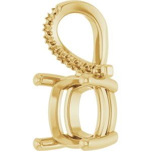 14K Yellow Gold 9x9 mm Cushion Pendant Mounting – image 4