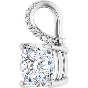 18K White Gold 9x9 mm Cushion Pendant Mounting – image 3
