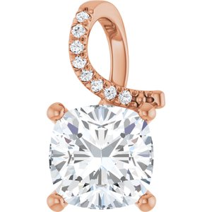14K Rose Gold 9x9 mm Cushion Pendant Mounting
