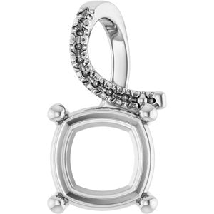 18K White Gold 9x9 mm Cushion Pendant Mounting – image 2