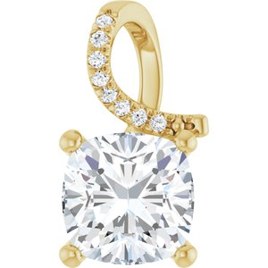 14K Yellow Gold 9x9 mm Cushion Pendant Mounting