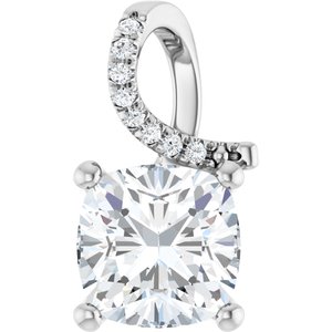 Continuum Sterling Silver 9x9 mm Cushion Pendant Mounting