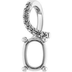 14K X1 White Gold 7.5x5.5 mm Elongated Cushion Pendant Mounting – image 2
