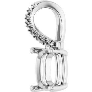 14K X1 White Gold 7.5x5.5 mm Elongated Cushion Pendant Mounting – image 4
