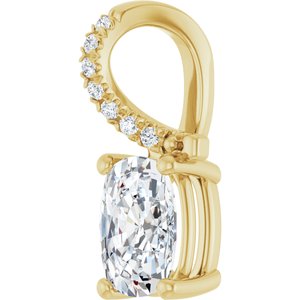 18K Yellow Gold 7.5x5.5 mm Elongated Cushion Pendant Mounting – image 3