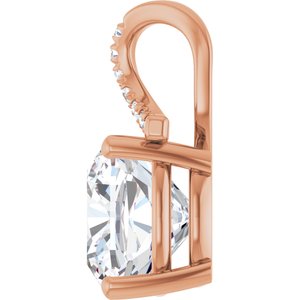 10K Rose Gold 12x12 mm Cushion Pendant Mounting – image 5