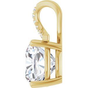 18K Yellow Gold 12x12 mm Cushion Pendant Mounting – image 5