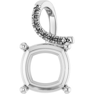 Continuum Sterling Silver 12x12 mm Cushion Pendant Mounting – image 2