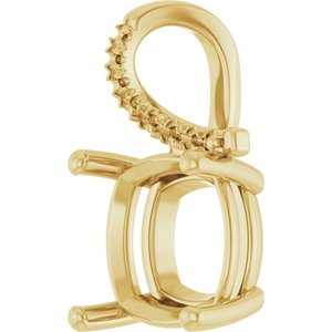 10K Yellow Gold 12x12 mm Cushion Pendant Mounting – image 4