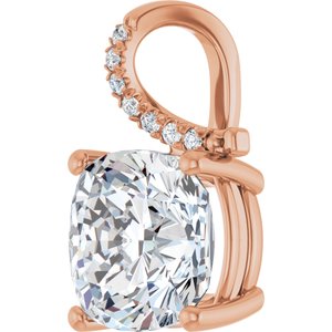 14K Rose Gold 12x12 mm Cushion Pendant Mounting – image 3