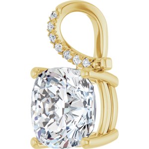 10K Yellow Gold 12x12 mm Cushion Pendant Mounting – image 3