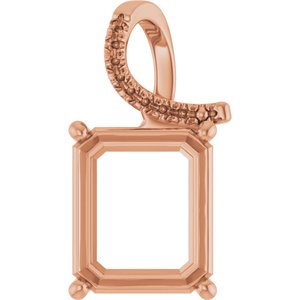 10K Rose Gold 13x11 mm Emerald Pendant Mounting – image 2