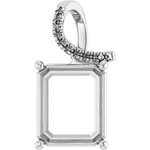 Sterling Silver 13x11 mm Emerald Pendant Mounting – image 2