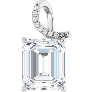 14K X1 White Gold 13x11 mm Emerald Pendant Mounting