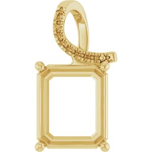 10K Yellow Gold 13x11 mm Emerald Pendant Mounting – image 2
