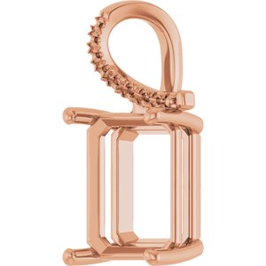 18K Rose Gold 13x11 mm Emerald Pendant Mounting – image 4