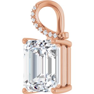 10K Rose Gold 13x11 mm Emerald Pendant Mounting – image 3