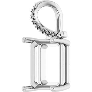 Continuum Sterling Silver 13x11 mm Emerald Pendant Mounting – image 4