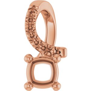18K Rose Gold 4x4 mm Cushion Pendant Mounting – image 2