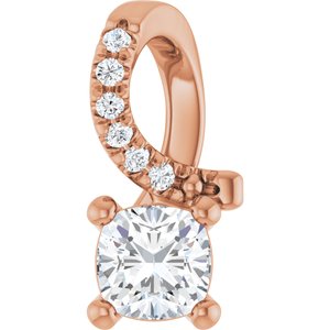 18K Rose Gold 4x4 mm Cushion Pendant Mounting
