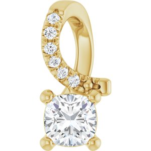 18K Yellow Gold 4x4 mm Cushion Pendant Mounting