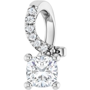 18K White Gold 4x4 mm Cushion Pendant Mounting