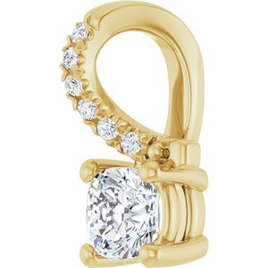 18K Yellow Gold 4x4 mm Cushion Pendant Mounting – image 3