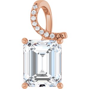 14K Rose Gold 11x9 mm Emerald Pendant Mounting